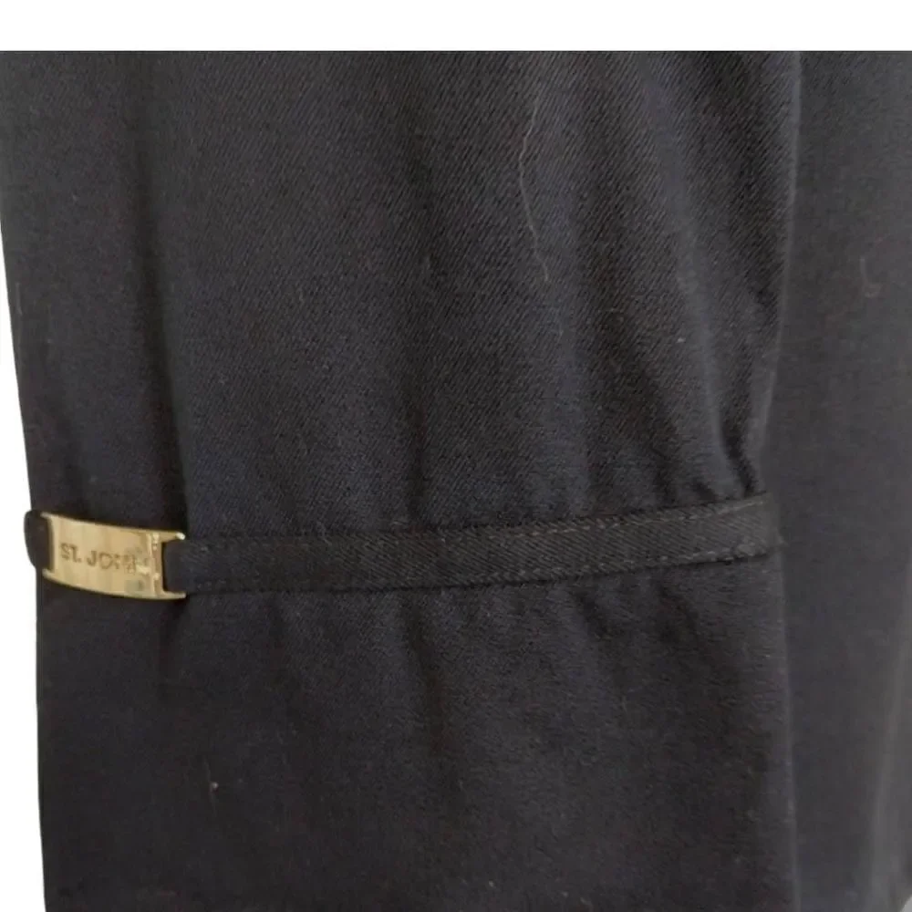 St John Womens Jacket Sz P Black‎ Red Ladybug Buttons & Lining Cuffs Business